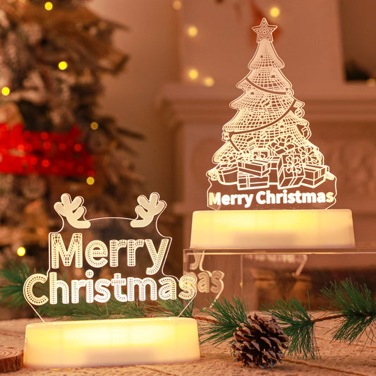 Christmas Decoration 3D Lamp Acrylic LED Night Lights New Year Valentines Day